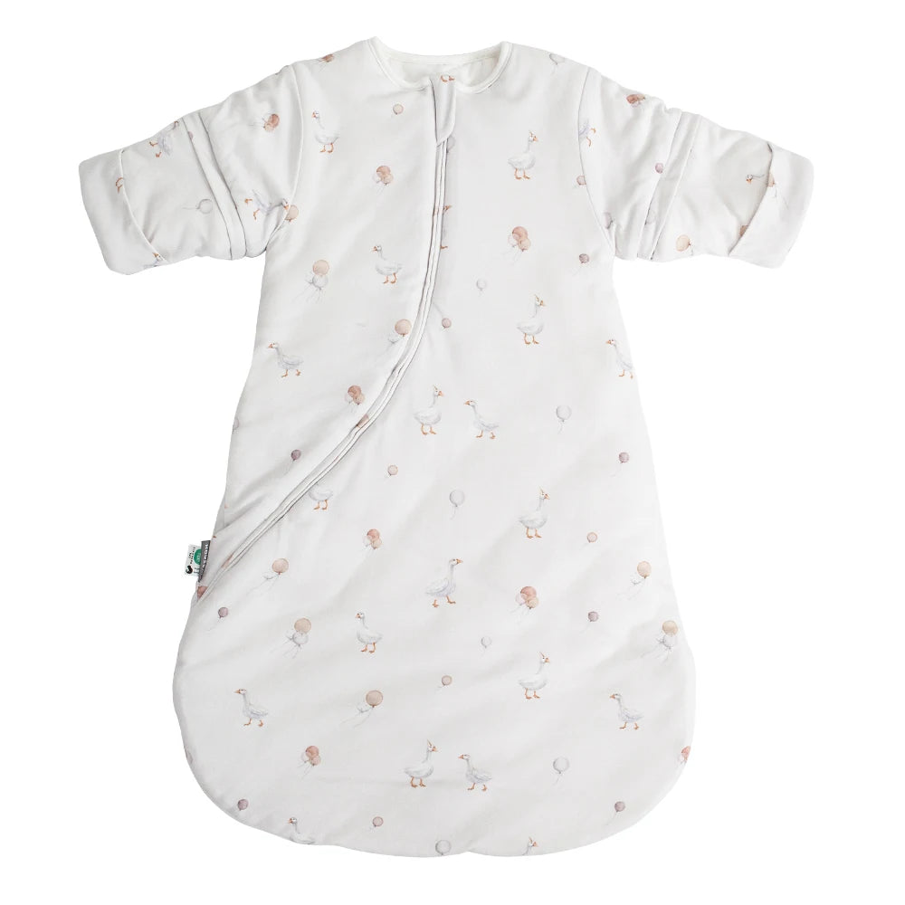 0-24 Months Baby Sleeping Bag With Removeable Sleeves Anti-Kick Blanket Wearable Baby Sleepsacks Beige Printed For Girls Boys