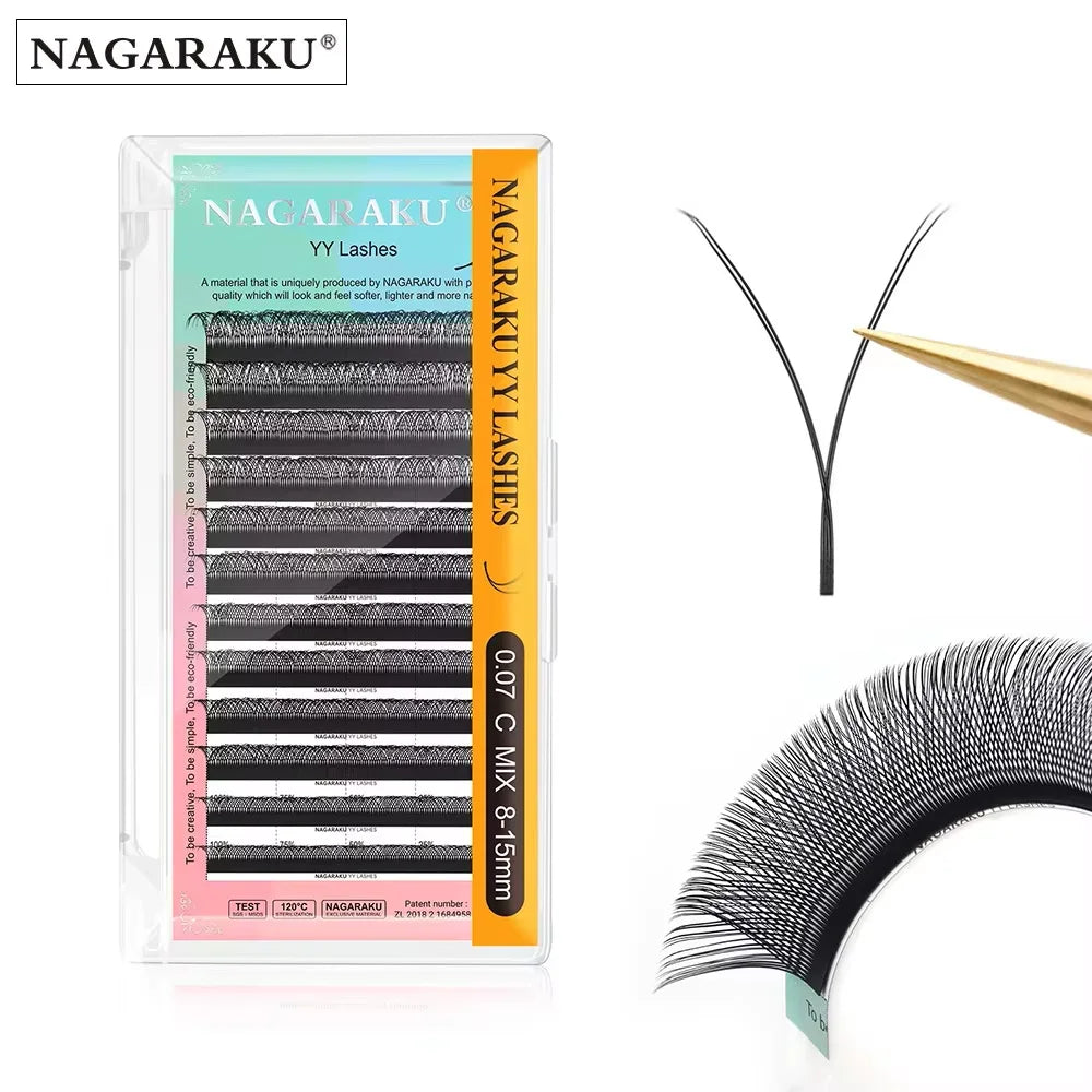 NAGARAKU Ship from USA 10 Cases W Shape 3D 4D 5D Eyelashes Free Tax Fast Shipping Delivery in 2-5 days Mix8-15mm Size