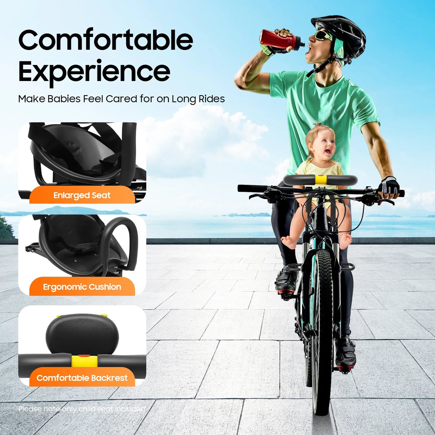 Bike Child Seat Bicycle Child Seat Adjustable Bicycle Child Safety Seat 35kg Load Capacity for Babies Around 1-5 Years Old