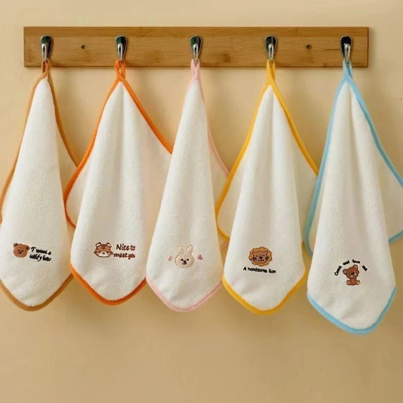 5pcs Baby Towel Set Soft Skin Friendly Drool Towel for Newborn Items Coral Fleece Absorbent Baby Squares Face Towel 25x25cm