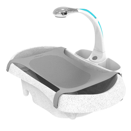 3-in-1 Baby Bathtub Set with Infant Sling, Spray Shower Head, Water Tank & Soft Brush - Newborn to Toddler Bath Essentials