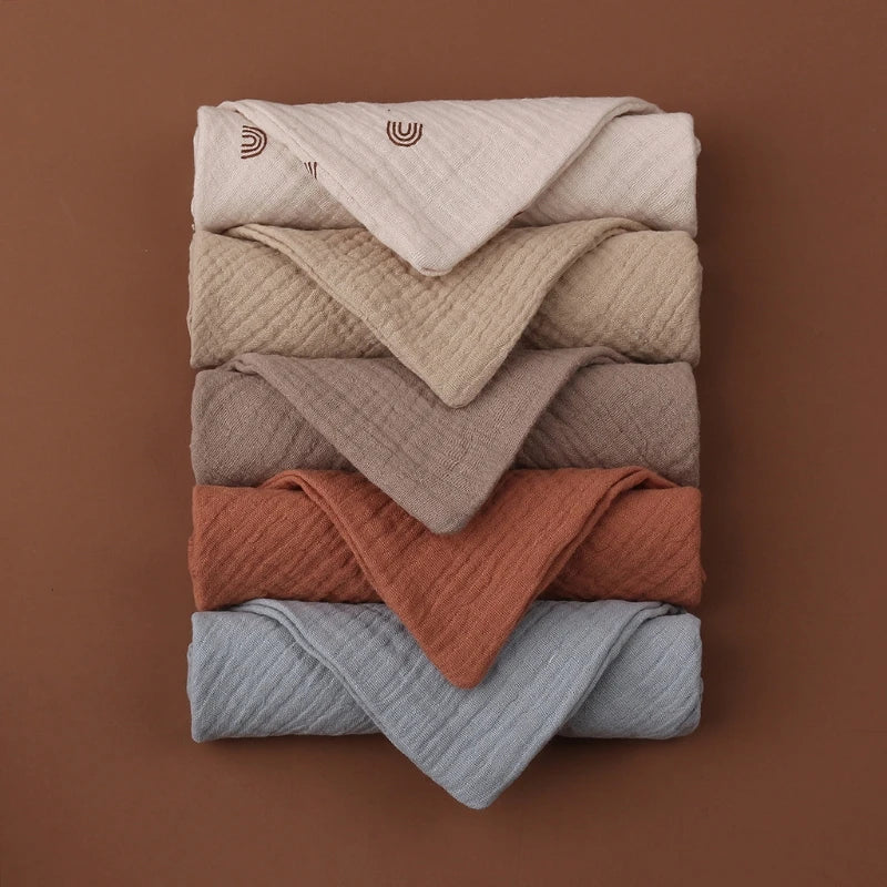 5pcs Baby Saliva Soft Absorbent Gauze Cotton Burp Cloth Kindergarten Handkerchief Newborn Washcloth Nursing Towel
