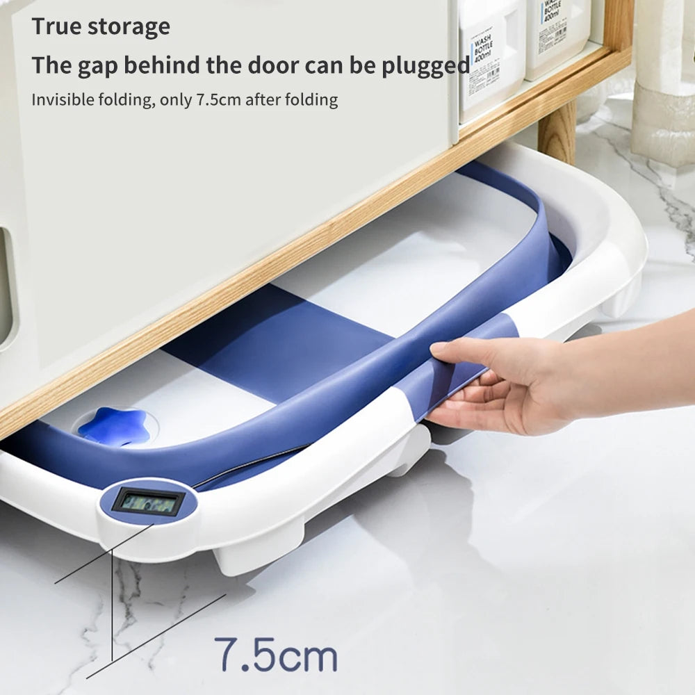 Portable Collapsible Baby Bathtub for Newborn to Toddler Durable Essential Infant Bath Tub with Soft Cushion