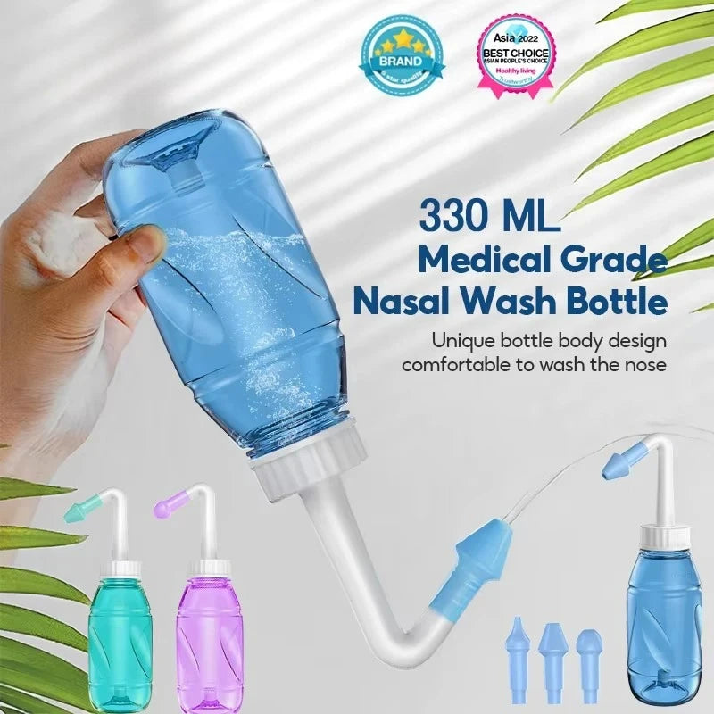 MAMIJOY 300ML Nasal Irrigator Nasal Rinse Bottle Nasal Wash Cleaner Nose Protector Avoid Allergic Rhinitis Adults Children Neti