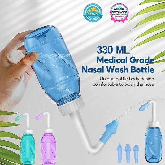 MAMIJOY 300ML Nasal Irrigator Nasal Rinse Bottle Nasal Wash Cleaner Nose Protector Avoid Allergic Rhinitis Adults Children Neti