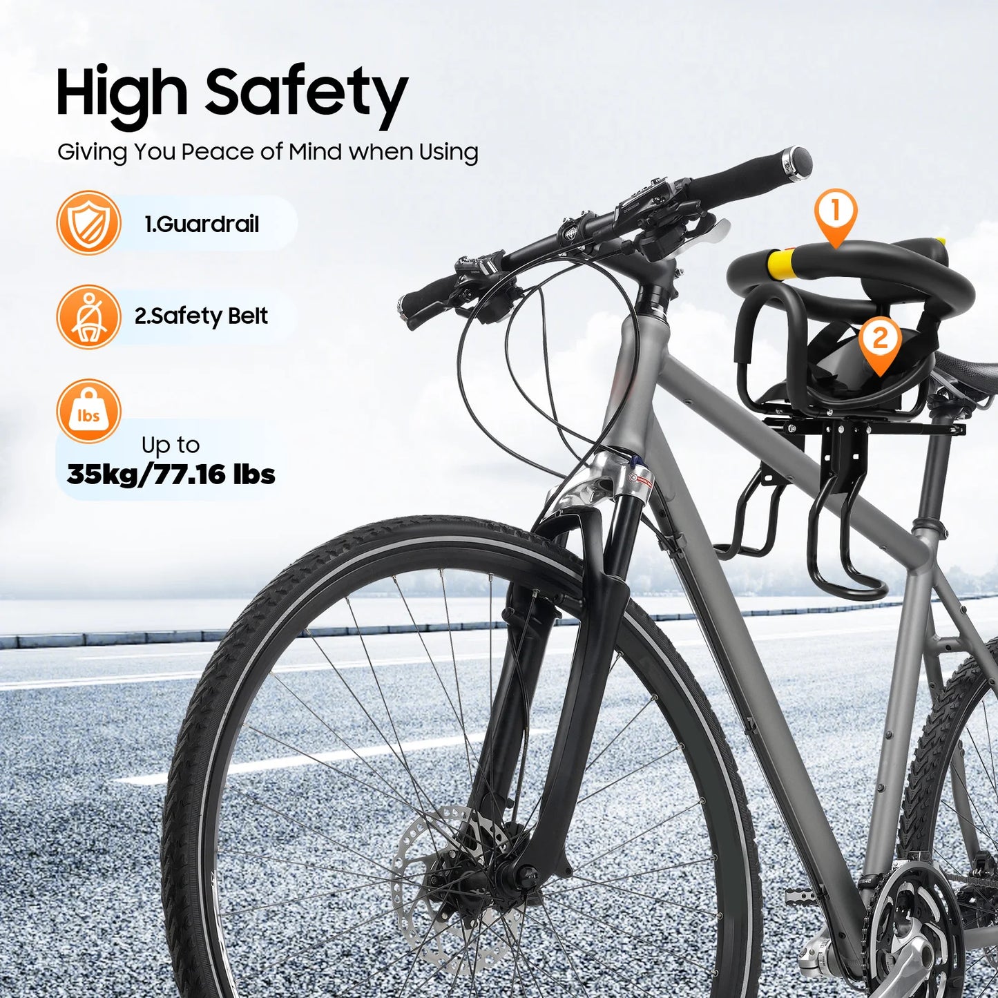 Bike Child Seat Bicycle Child Seat Adjustable Bicycle Child Safety Seat 35kg Load Capacity for Babies Around 1-5 Years Old