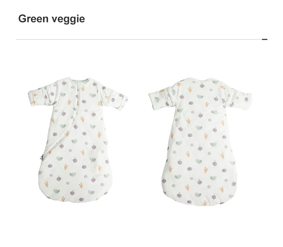 0-24 Months Baby Sleeping Bag With Removeable Sleeves Anti-Kick Blanket Wearable Baby Sleepsacks Beige Printed For Girls Boys
