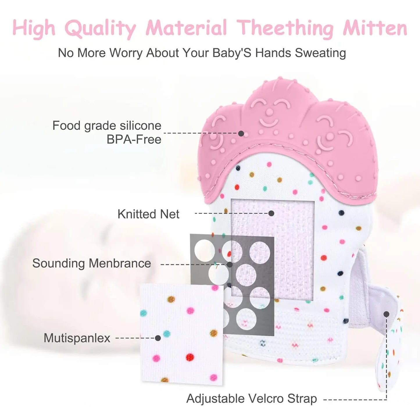 Food Grade Silicone Gloves Baby Teether Gloves Anti Eating Hand Teething Chewing Prevent Scratches Glove Toys Mitten Pain Relief