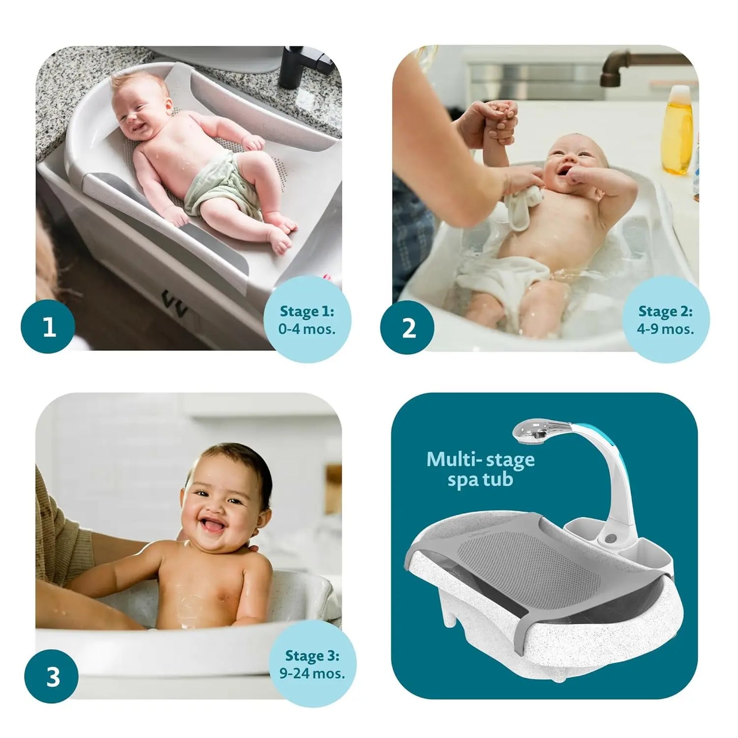 3-in-1 Baby Bathtub Set with Infant Sling, Spray Shower Head, Water Tank & Soft Brush - Newborn to Toddler Bath Essentials