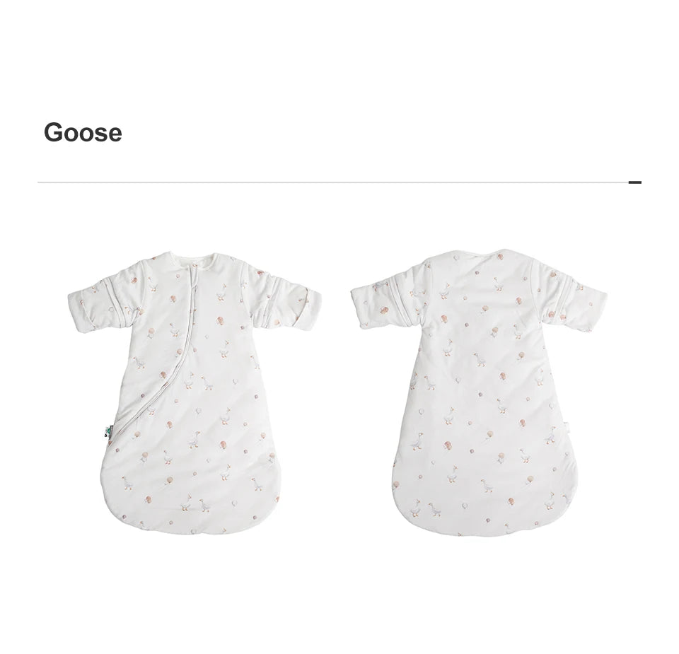 0-24 Months Baby Sleeping Bag With Removeable Sleeves Anti-Kick Blanket Wearable Baby Sleepsacks Beige Printed For Girls Boys