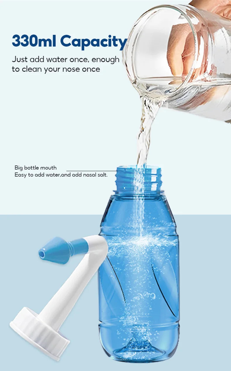 MAMIJOY 300ML Nasal Irrigator Nasal Rinse Bottle Nasal Wash Cleaner Nose Protector Avoid Allergic Rhinitis Adults Children Neti