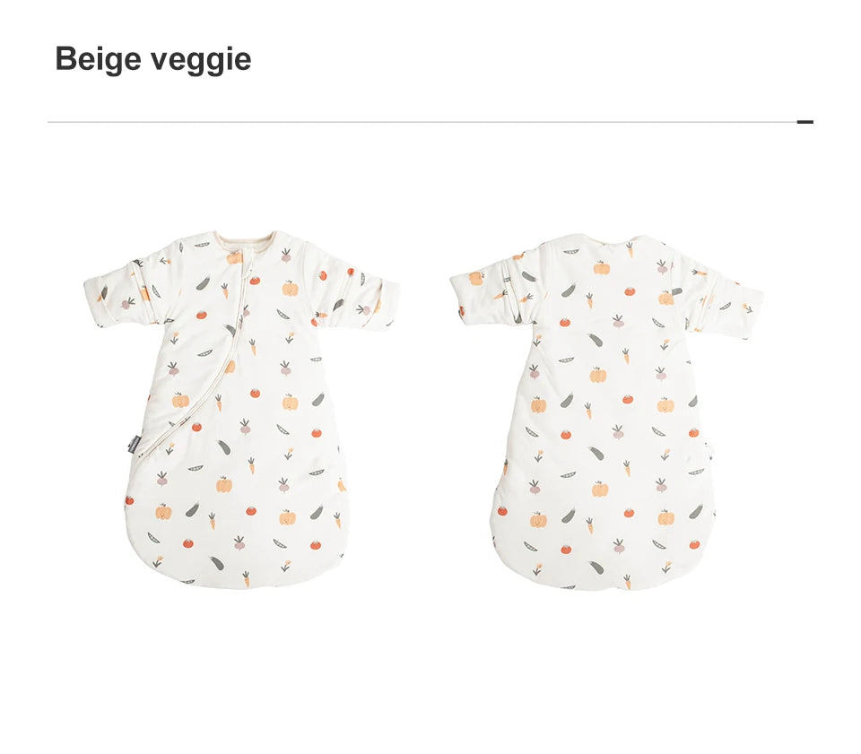 0-24 Months Baby Sleeping Bag With Removeable Sleeves Anti-Kick Blanket Wearable Baby Sleepsacks Beige Printed For Girls Boys