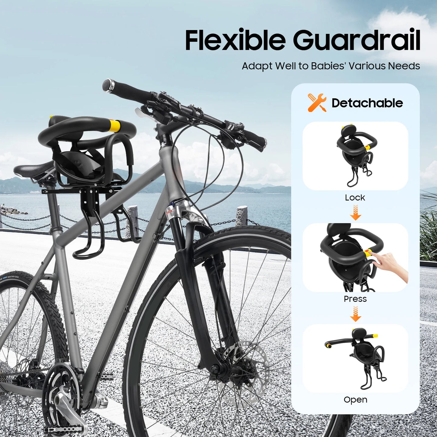 Bike Child Seat Bicycle Child Seat Adjustable Bicycle Child Safety Seat 35kg Load Capacity for Babies Around 1-5 Years Old