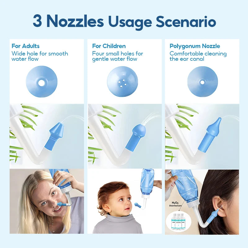 MAMIJOY 300ML Nasal Irrigator Nasal Rinse Bottle Nasal Wash Cleaner Nose Protector Avoid Allergic Rhinitis Adults Children Neti