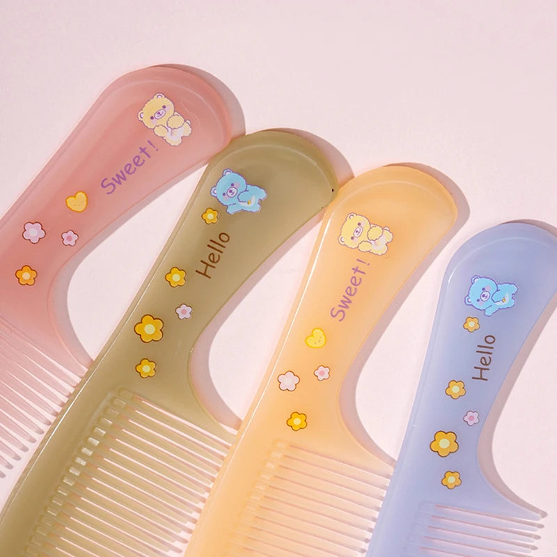 2pcs Kids Hair Combs Set Cartoon Animals Children Hairdressing Comb with Pointed Tail Girls Portable Anti-Static Plastic Comb