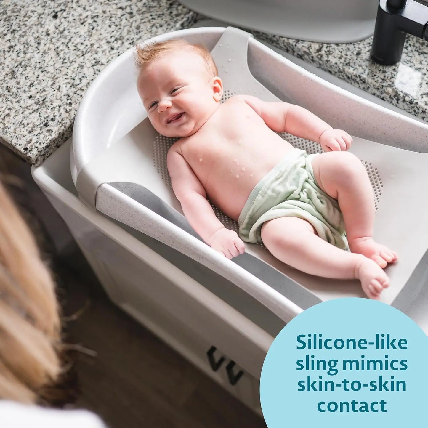 3-in-1 Baby Bathtub Set with Infant Sling, Spray Shower Head, Water Tank & Soft Brush - Newborn to Toddler Bath Essentials