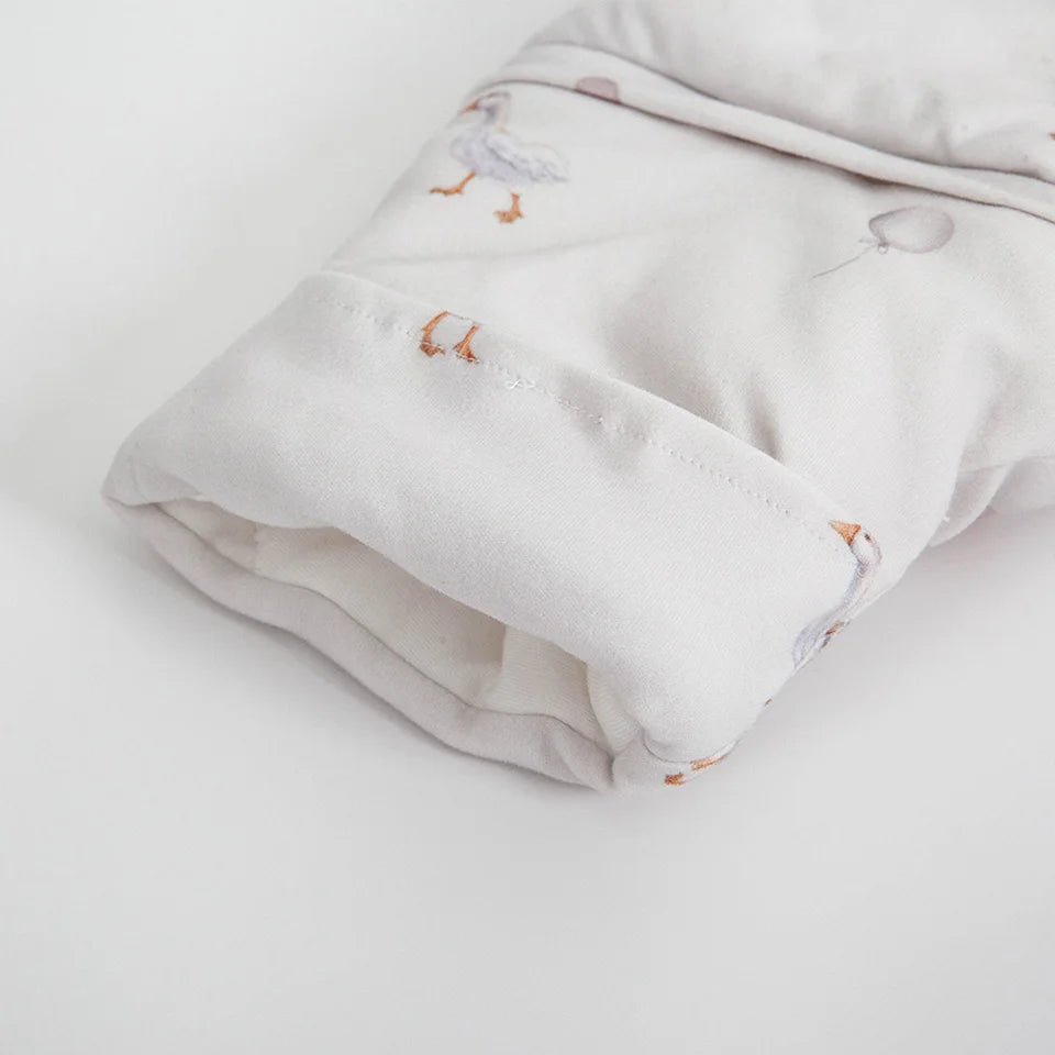0-24 Months Baby Sleeping Bag With Removeable Sleeves Anti-Kick Blanket Wearable Baby Sleepsacks Beige Printed For Girls Boys