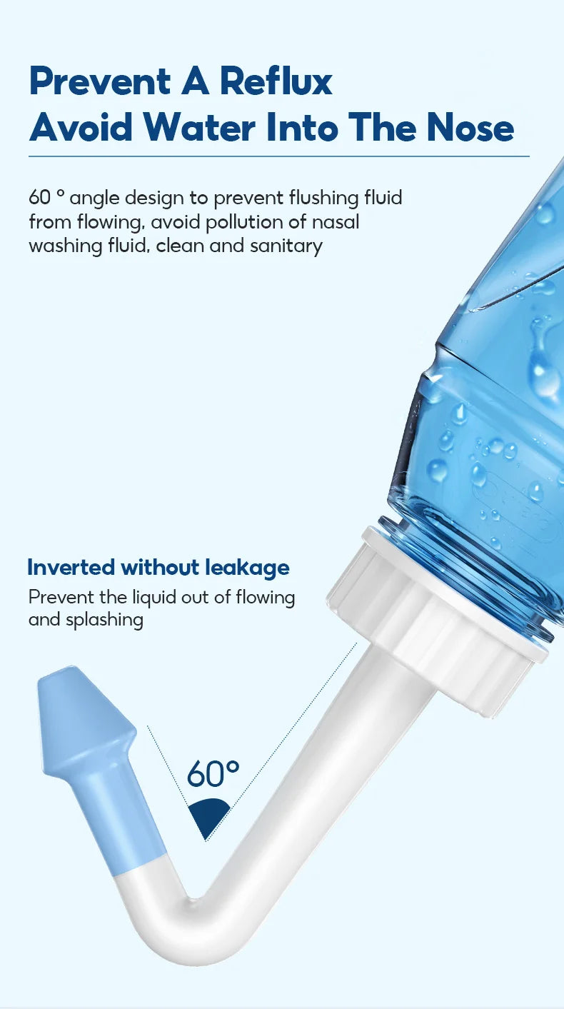 MAMIJOY 300ML Nasal Irrigator Nasal Rinse Bottle Nasal Wash Cleaner Nose Protector Avoid Allergic Rhinitis Adults Children Neti
