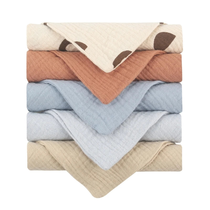 5pcs Baby Saliva Soft Absorbent Gauze Cotton Burp Cloth Kindergarten Handkerchief Newborn Washcloth Nursing Towel