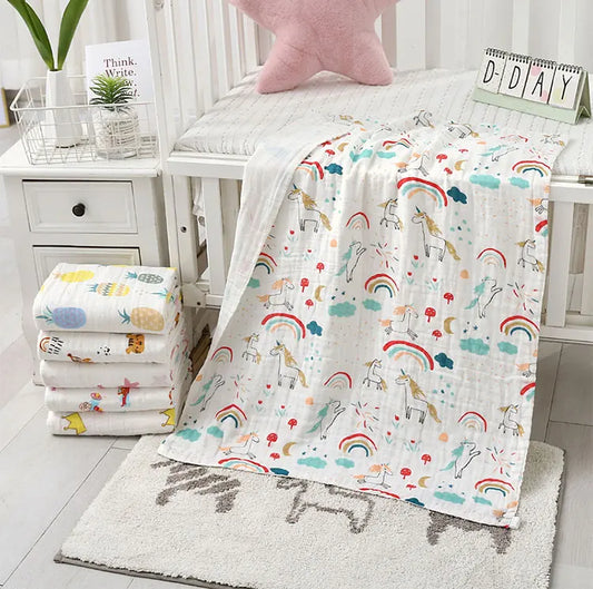 Baby Bath Towel Boy Girl Cotton Blanket For Newborn Bathrobe 4-Layer Gauze Washcloth Infant Swaddle
