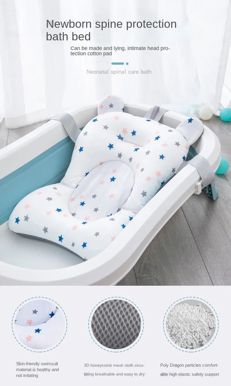 Adjustable Baby Bath Support Cushion Baby Bathtub Mat Newborn Comfortable Floating Safety Water Mat Foldable