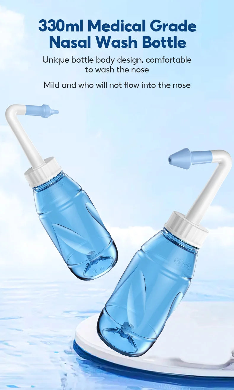 MAMIJOY 300ML Nasal Irrigator Nasal Rinse Bottle Nasal Wash Cleaner Nose Protector Avoid Allergic Rhinitis Adults Children Neti