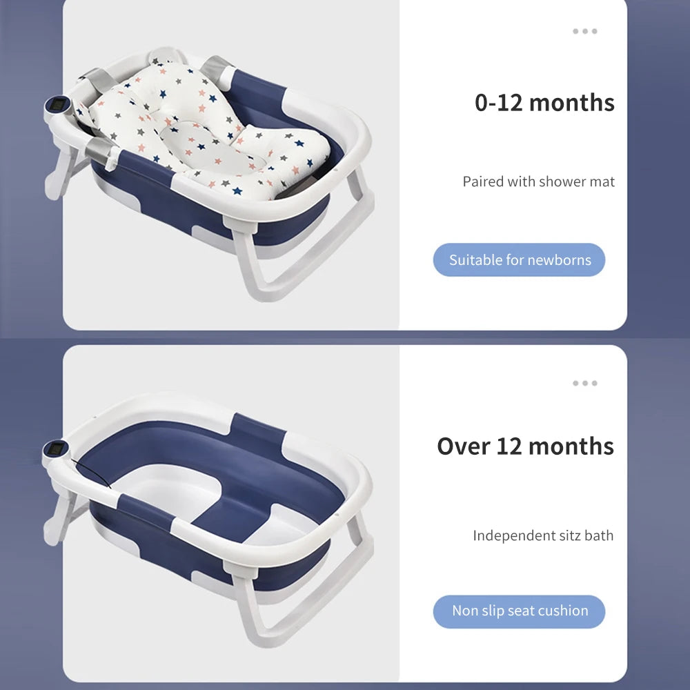 Portable Collapsible Baby Bathtub for Newborn to Toddler Durable Essential Infant Bath Tub with Soft Cushion