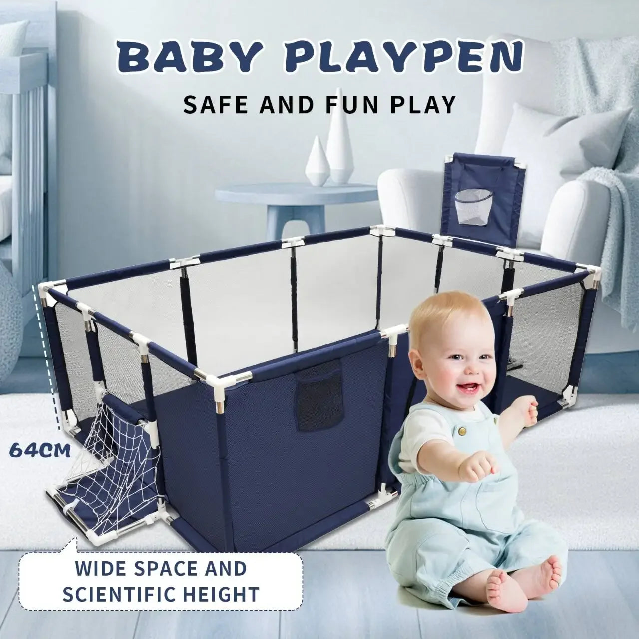 IMBABY Baby Playpen Indoor Baby Playground Large Playpen for Children Safety Protective Barrier Fence Waterproof Game Playpen