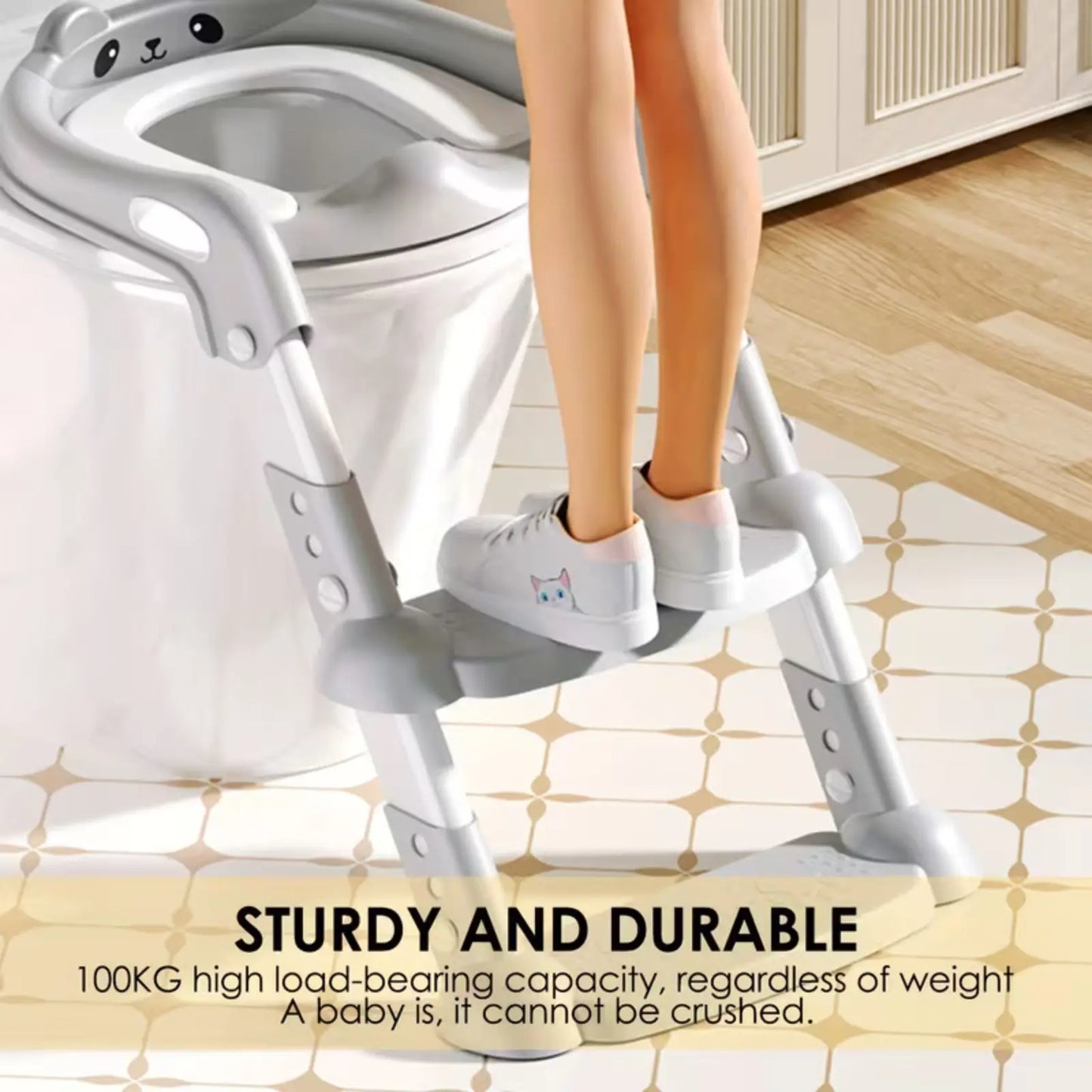 Potty Training Seat for Kids, Adjustable Height Potty Training Seat with Step Stool, Safety Handles Anti-Slip Pad & Splash Guard