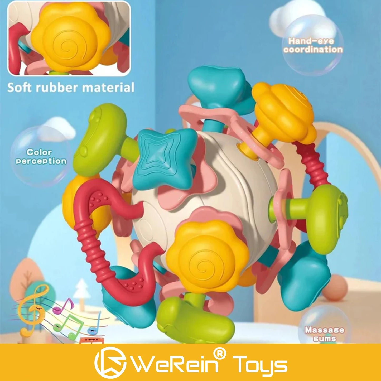 PLANET THEME GRABBLE MANHATTAN BALL TEETHING COMFORT FOR BABY